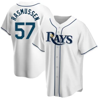 Drew Rasmussen Women's Nike White Tampa Bay Rays Home Replica Custom Jersey Size: Large